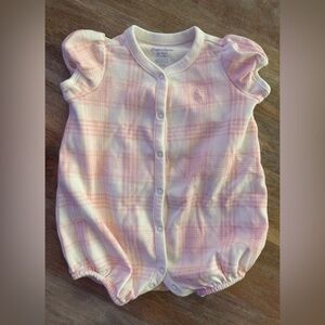 Ralph Lauren Baby Girls Pink & White Plaid Romper Onesie